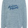 Maison Kitsuné Handwriting logo-embroidered Jumper Blue Men Knitted Sweaters Maison-Kitsune