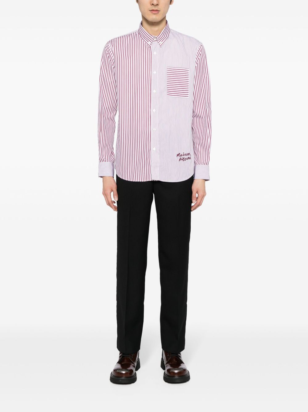 Maison-Kitsune Maison Kitsuné straight-leg Tailored Trousers Black Men Tailored Pants