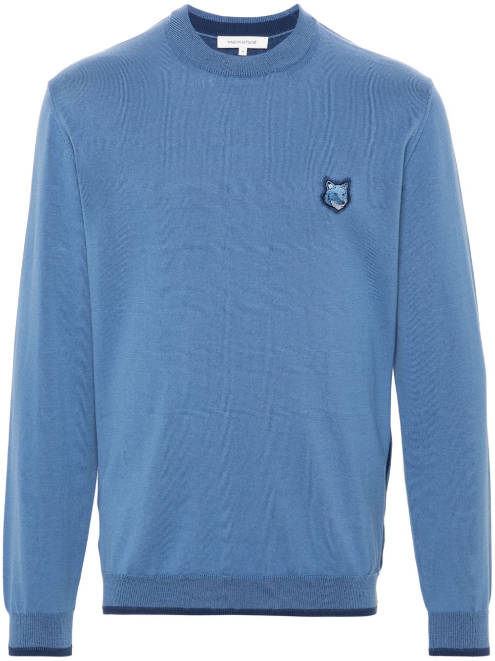 Men Knitted Sweaters Maison-Kitsune Maison Kitsuné Signature fox-motif Knitted Jumper Blue