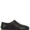 Maison-Kitsune Loafers Men Maison Margiela Tabi Leather Babouche Shoes Black